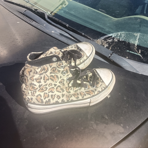 Leopard converse shoes sz 2 - Picture 3 of 11
